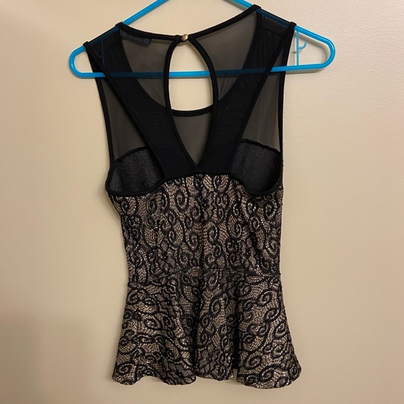 Lovely holiday gold glitter sheer peplum top - Picture 2 of 4